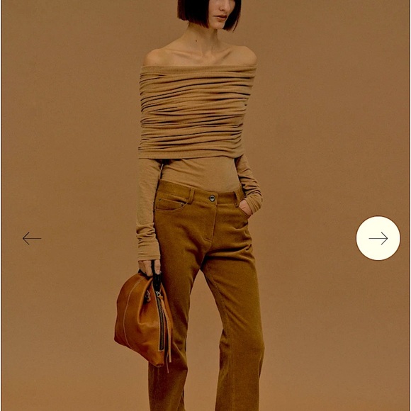 Source unknown Tova Off Shoulder Knit Nude top  contemporary fall casual rare - Picture 2 of 9